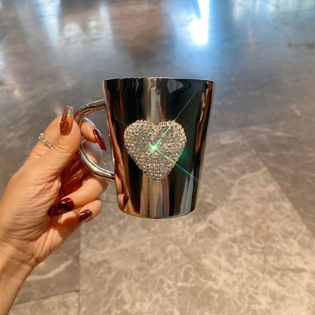 Diamond-studded heart-shaped cup
