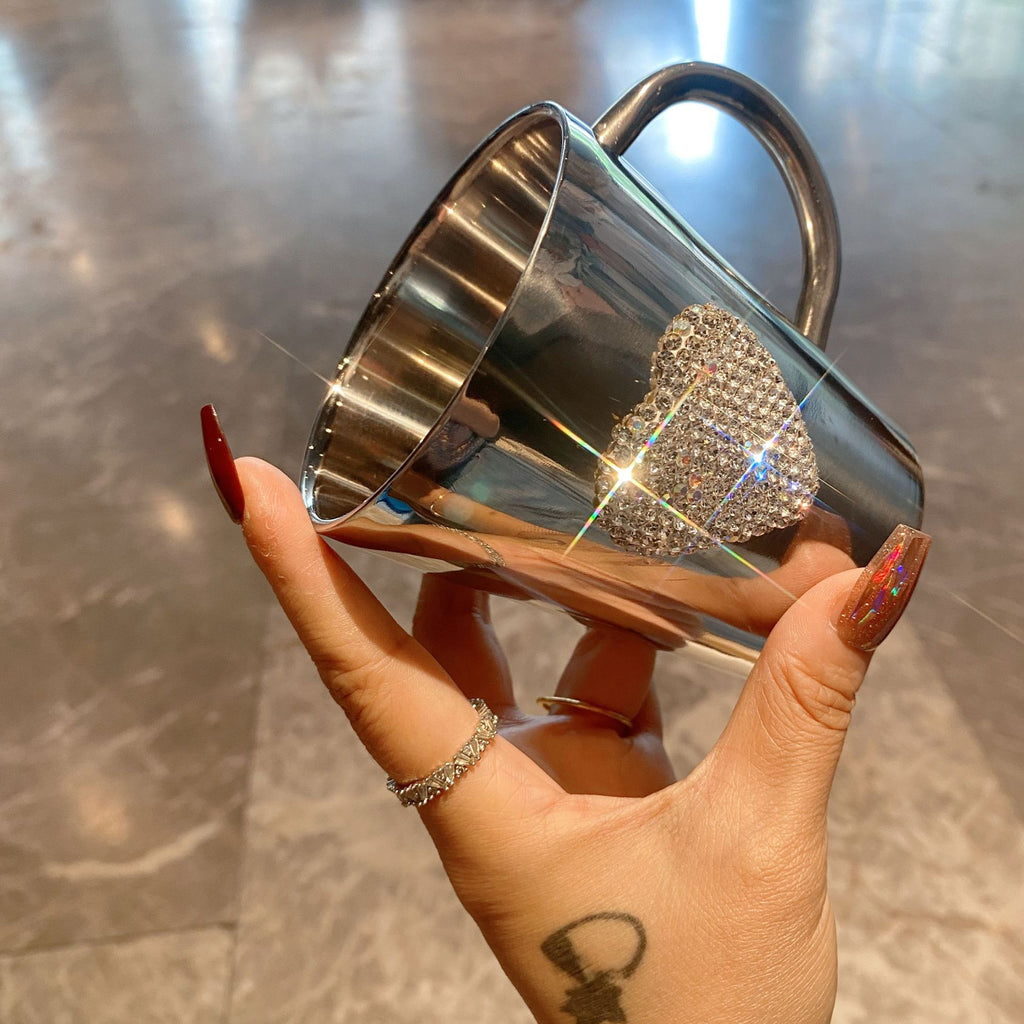 Diamond-studded heart-shaped cup