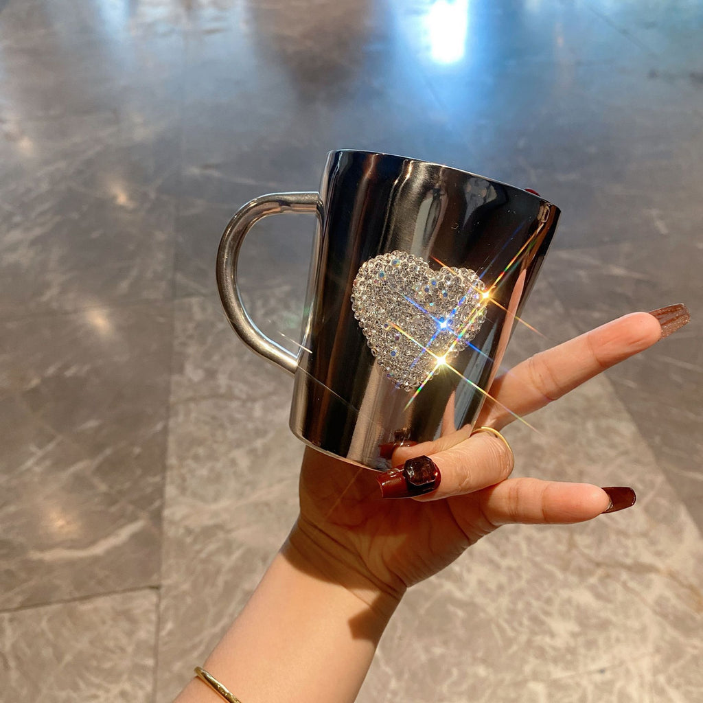 Diamond-studded heart-shaped cup