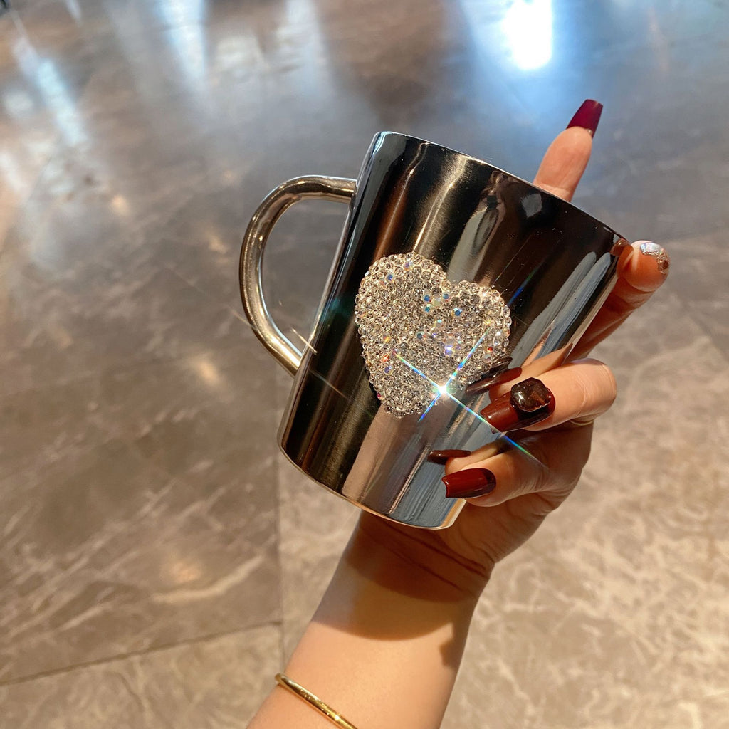 Diamond-studded heart-shaped cup